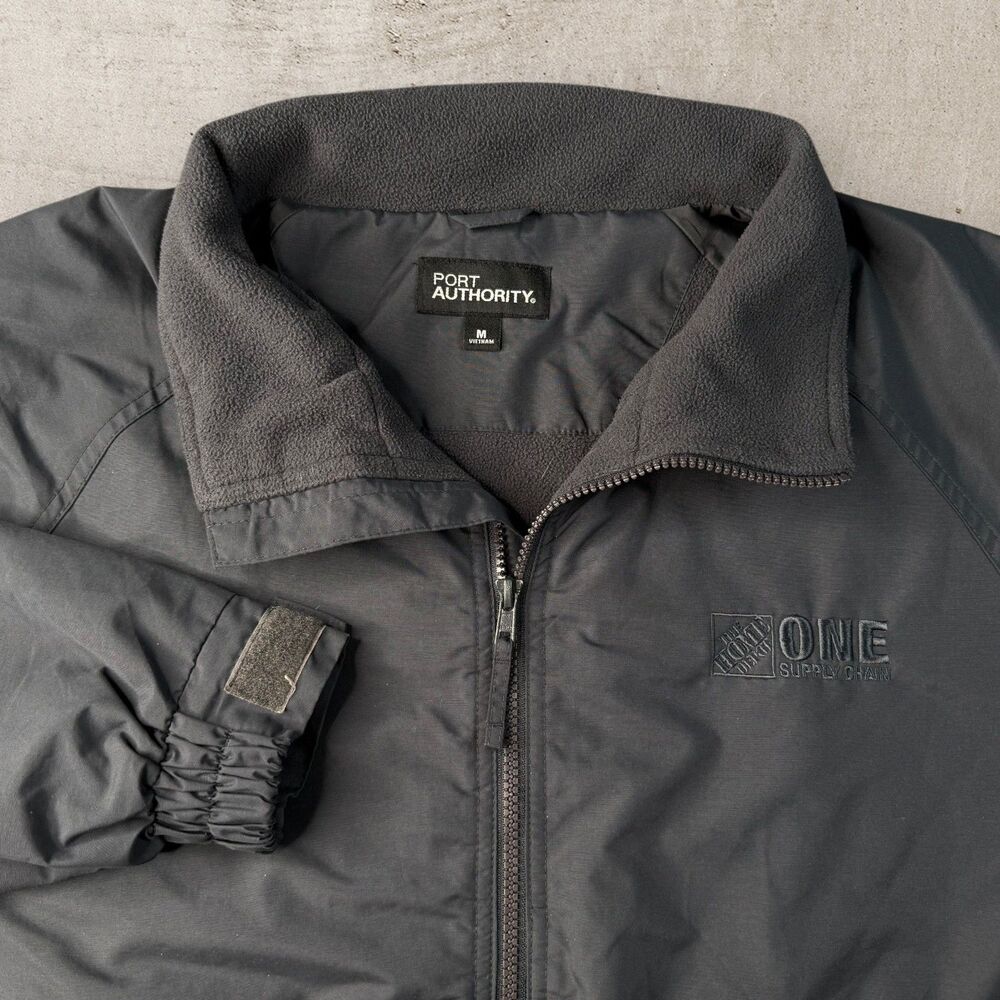 The Home Depot Employee Black Full Zip Jacket Size Medium Workwear Bomber Y2K